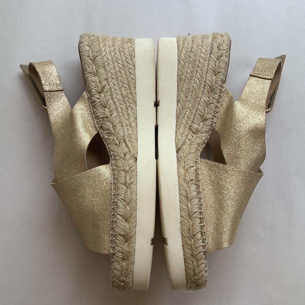 KANNA Wedge Slingback Metallic Glitter Gold Espadrille Sandal Made in Spain 9.5